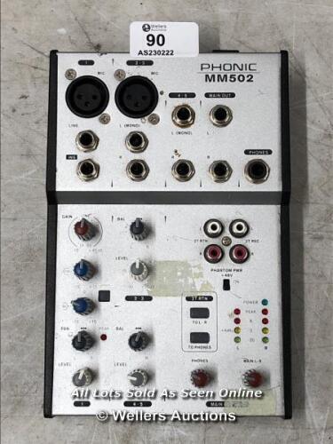 *PHONIC MM502 5 CHANNEL ANALOG MIXER / UNABLE TO TEST FOR POWER - SUITABLE CABLE NOT AVAILABLE