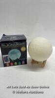 *3D MOON LAMP NIGHT LIGHT WITH WOODEN STAND & REMOTE / CHARGING PORT DAMAGED [3027]