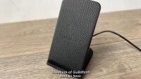 *TOUCH DOWN LEATHER MOUNTED WIRELESS CHARGING STAND / INTERMITENT POWER