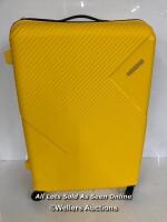 *AMERICAN TOURISTER ZAKK LARGE HARDSIDE SPINNER CASE / ZIPPERS, HANDLES AND WHEELS IN GOOD CONDITION / COMBINATION UNLOCKED (000)