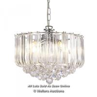 *ROSDORF PARK GILCHRIST 3-LIGHT CRYSTAL CHANDELIER / RRP: £62.99 / TO BE COLLECTED FROM HOMESTEAD FARM / APPEARS NEW / OPEN BOX [2975]
