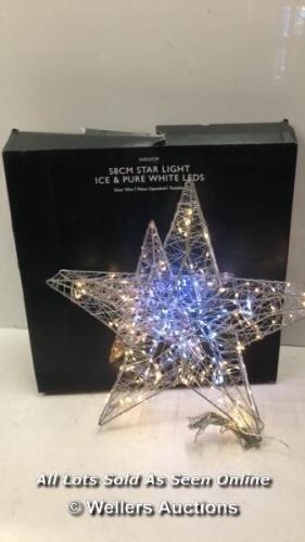 *INDOOR 58CM STAR LIGHT ICE AND PURE WHITE LEDS / APPEARS NEW, OPENED BOX / POWERS UP AND APPEARS FUNCTIONAL