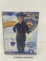 *DRESS UP AMERICA POLICE COSTUME FOR BOYS - SHIRT, PANTS, HAT, BELT, WHISTLE, GUN HOLSTER, AND WALKIE TALKIE COP SET [3064]