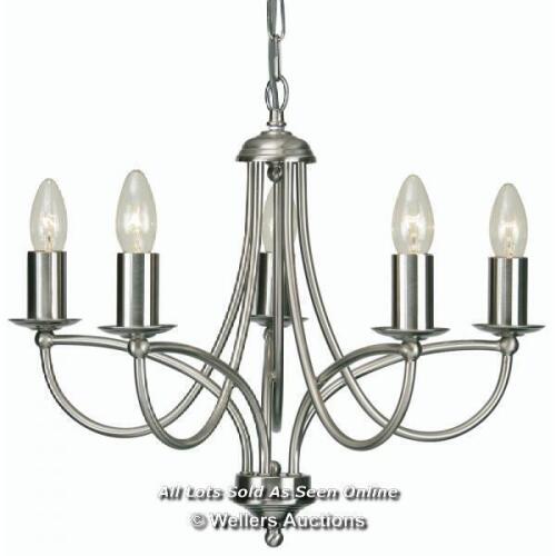 *MARLOW HOME CO. MILL 5-LIGHT CANDLE STYLE CHANDELIER FINISH: ANTIQUE CHROME / RRP: £99.99 / TO BE COLLECTED FROM HOMESTEAD FARM / APPEARS NEW / OPEN BOX [2975]