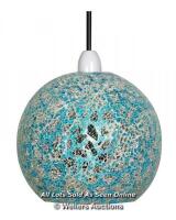 *LATITUDE VIVE MOSAIC 21CM GLASS SPHERE PENDANT SHADE COLOUR: BLUE / RRP: £30.99 / TO BE COLLECTED FROM HOMESTEAD FARM / APPEARS NEW / OPEN BOX [2975]