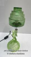 *WALTHER GLASS ART DECO URANIUM ROTTERDAM LAMP & CRACKLE GLASS SHADE [LQD245]