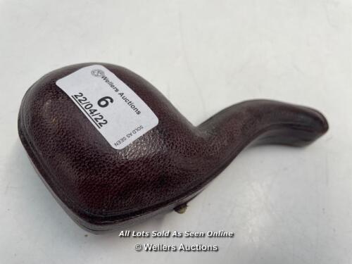 *MEERSCHAUM PIPE, QUALITY CARVING MAN IN HAT WITH PIPE AMBER STEM, [LQD245]