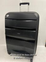 *AMERICAN TOURISTER BON AIR 30" HARD-SIDE CASE / MINIMAL SIGNS OF USE, ZIP DAMAGED, WHEELS AND HANDLE WORKING