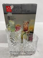 *RCR CRYSTAL GLASSWARE SET / MINIMAL SIGNS OF USE / ONE TALL GLASS CHIPPED