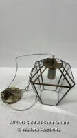 *TIMELESS LANTERN CEILING PENDANT WITH BRASS FINISH/APPEARS NEW AND UNUSED