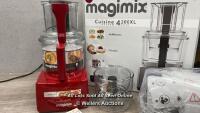 *MAGIMIX 4200XL AUTO 18474UK FOOD PROCESSOR / APPEARS NEW & UN-USED / DOES NOT POWER ON / DAMAGE TO BLENDER BASE (SEE IMAGES) / WITH ALL ACCESSORIES & RECIPIE BOOK / WITH BOX