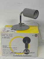 *JOHN LEWIS & PARTNERS TONY PLUG-IN WALL LIGHT, GREY / MINIMAL SIGNS OF USE / POWERS UP AND APPEARS FUNCTIONAL / LIGHT BULB NOT INCLUDED [3078]