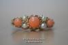 *9CT GOLD VICTORIAN STYLE RING SET WITH CORAL AND PEARLS SIZE K 1/2 [LQD214] - 2