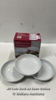 *CERTIFIED INTERNATIONAL EMBOSSED STONEWARE DINNER BOWLS SET / 1X MISSING, OTHERS IN GOOD CONDITION