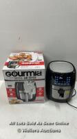 *GOURMIA 5.7L DIGITAL AIR FRYER WITH 12 ONE TOUCH COOKING FUNCTIONS / POWERS UP, SIGNS OF USE, DAMAGED HANDLE