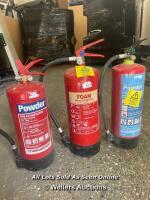*3X FIRE EXTINGUSHER SHOULD BE SERVICED AND MAINTAINED BY A COMPETENT PERSON IN ACCORDANCE WITH BS5306 PART. 3 MAINTENANCE RECORD