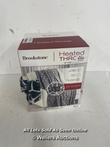 *BROOKSTONE HEATED THROW (50"X60") / POWERS UP / NOT FULLY TESTED / MINIMAL SIGNS OF USE