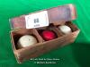 CRYSTALATE BILLIARD BALLS, TWO WHITE AND ONE RED, SIZE 2 1/16 INCHES - 2