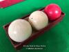 CRYSTALATE BILLIARD BALLS, TWO WHITE AND ONE RED, SIZE 2 1/16 INCHES - 2