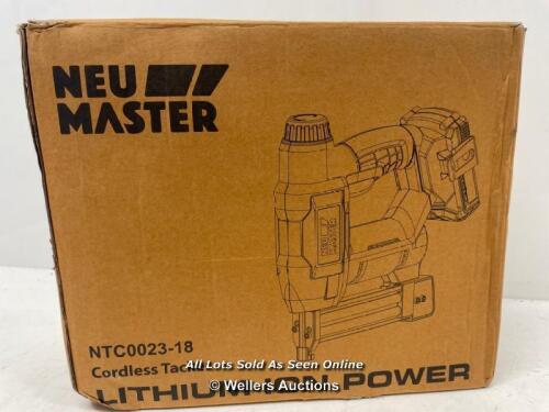*NEU MASTER NTC0023-18 18V CORDLESS TACKER WITH TACKS, BATTERY & CHARGER / NEW