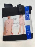 *LADIES NEW JEZEBEL LOUNGE SET - HACCI KNIT HOODIE AND PANT WITH SATIN TIES - L