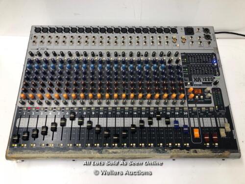 *PEAVEY XR1220 20 CHANNEL POWERED MIXING CONSOLE, 1200W / POWERS UP