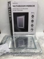 *TAVISTOCK LED BATHROOM MIRROR WITH BLUETOOTH SPEAKERS / GLASS APPEARS IN GOOD CONDITION / REQUIRES HARDWIRING