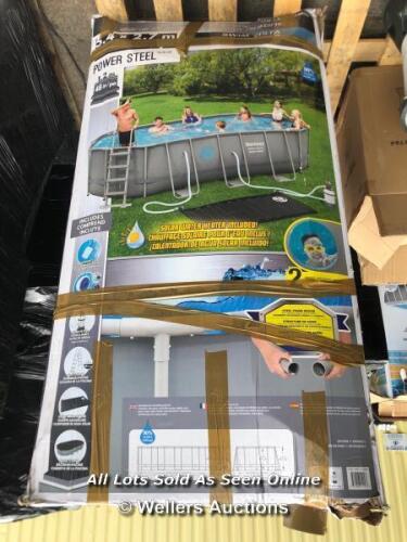 *INTEX 18FT OVAL FRAME POOL / APPEARS MINIMAL IF ANY SIGNS OF USE/BOXES ARE STILL SEALED/POOL NOT BEEN UN WRAPPED/PUMP POWERS UP*46920-10*