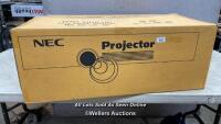 *NEC NP-PA703ULG PROJECTOR / APPEARS NEW & UN-USED / INNER BOX & COVERINGS REMOVED FOR PHOTOGRAPHY ONLY / COMES WITH BOX & LEAD, REMOTE AND MANUAL / WITHOUT LENSE