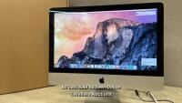 *APPLE IMAC 21.5 / A1418 / ME086 / INTEL CORE I5-4570R CPU @ 2.70GHZ / 16GB / 1TB / OS X / INTEL IRIS PRO GRAPHICS 5200 / SERIAL NO. DGKLR0QPF8J7 / APPEARS IN VERY GOOD CONDTION / POWER UP & APPEARS FUNCTION / WITH MAINS CABLE / WITHOUT KEYBOARD OR MOUSE 