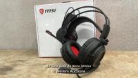 *MSI S37-2100911-SV1 GAMING HEADSET / MINIMAL SIGNS OF USE / APPEARS TO WORK WELL / WITH BOX