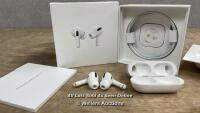 *APPLE AIRPODS PRO / WITH CHARGING POD / MWP22ZM/A / CASE APPEARS NOT TO CHARGE / PODS UNTESTED / SEE IMAGES FOR SERIAL & WARRANTY INFO / WITH BOX & CABLE