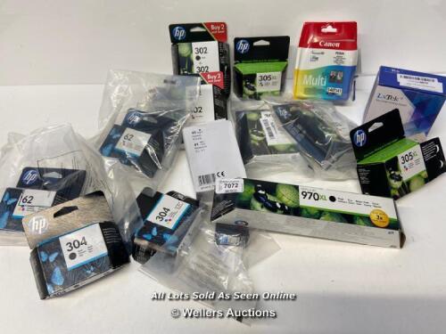 *BOX OF: CANON PG-540/CL-541 INK CARTRIDGE - MULTI-COLOURED, PACK OF 2 [2981] / HP 3YM63AE 305XL HIGH YIELD ORIGINAL INK CARTRIDGE, TRI-COLOR [2981] / HP 302 2-PACK BLACK/TRI-COLOR ORIGINAL INK CARTRIDGES (X4D37AE) [2981] / HP 302 2-PACK BLACK/TRI-COLOR O