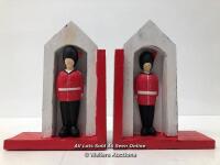 WOODEN PAINTED QUEENS GUARD BOOK ENDS