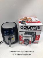 *GOURMIA 5.7L DIGITAL AIR FRYER WITH 12 ONE TOUCH COOKING FUNCTIONS / POWERS UP, NOT FULLY TESTED FOR FUNCTIONALITY / WITH BOX [2983]