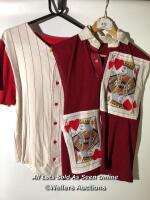 *KING OF HEARTS VEST AND RED/WHITE BASEBALL SHIRT, BOTH SIZE S