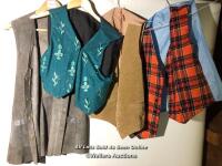 *4X ASSORTED WAISTCOATS, INCLUDING FLORAL, TARTAN AND DENIM PATTERNS, SIZES VARY AND INCLUDE S