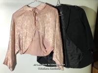 *1X SUIT JACKET AND 1X PINK FLORAL TOP, SIZES UNKNOWN