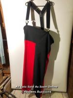 *VINTAGE COSTUME, RED AND BLACK LADY BUG COSTUME WITH SUSPENDERS