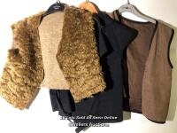 *ASSORTED WAISTCOATS INC. FAUX FUR AND SUEDE, SIZES UNKNOWN
