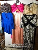 *6X ASSORTED DRESSES AND TOPS, BRANDS INC. TRAVONA AND ZARA, SIZES UNKNOWN