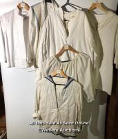*6X ASSORTED WHITE BUTTON UP SHIRTS AND JACKETS INCLUDING SAILOR JACKET, SIZES VARY AND INC. 30
