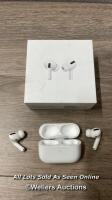 *APPLE AIRPODS PRO / WITH CHARGING POD / MWP22ZM/A / SIGNS OF USE / LOCKED TO AN APPLE ACCOUNT / NOT FULLY TESTED