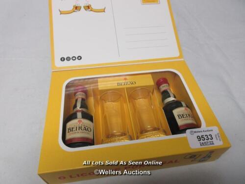 *X1 NEW LICOR BEIRAO FROM PORTUGAL SET INC. X2 LIQUEUR / 22%VOL / 0.05L AND X2 SHOT GLASSES