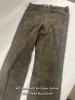 *VINCE LAMB LEATHER SKINNY BROWN PULL ON PANTS SIZE LARGE FITTED SPLIT ANKLE [LQD255]