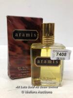 ARAMIS EDT, 110ML - POSSIBLY PART USED / FULL TO THE TOP OF THE LOT NUMBER STICKER