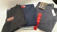 *3X GENTS TROUSERS INCL. X2 JACHS WITH ADDED STRETCH (36X323 & 34X32) & BC CLOTHING CONVERTIBLE (32-34X31) / NEW