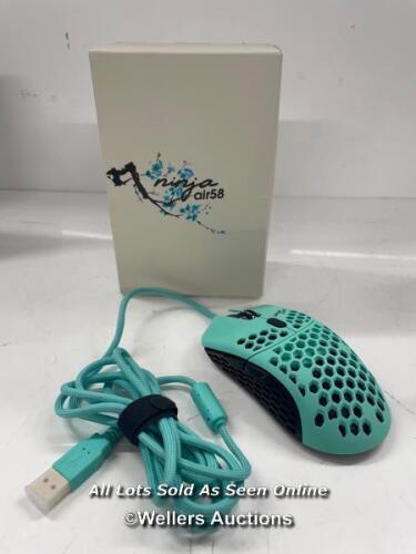 *FINALMOUSE AIR58 NINJA GAMING MOUSE - CHERRY BLOSSOM BLUE / NEW - OPENED BOX / IN WORKING ORDER