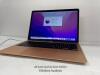 *APPLE M1 MACBOOK AIR 2020 / APPLE M1 / 8GB / 256GB SSD / ROSE GOLD / SN: FVFGPP8VQ6LC / POWERS UP AND APPEARS FUNCTIONAL / VERY MINOR SIGNS OF USE / VERY GOOD COSMETIC CONDITION / INCLUDES CHARGING CABLE, U.S. PLUG AND ORIGINAL BOX - 2