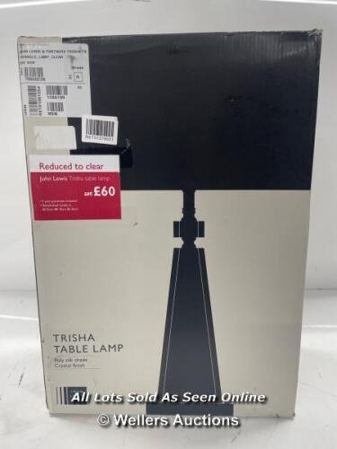 *JOHN LEWIS & PARTNERS TRISHA TRIANGLE GLASS TABLE LAMP, CLEAR / DAMAGED LIGHT BULB CONNECTION / WITHOUT SHADE